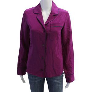 Martin Grant Womens Silk Collared Button Up Blouse Top Purple Size 34